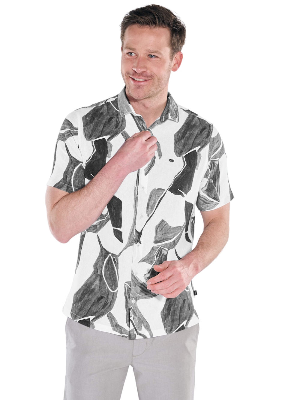 Herren Hemd kurzarm , Grau