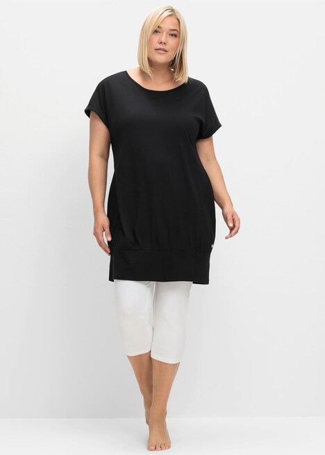 Longshirt Kurzarm Uni Ohne Kragen