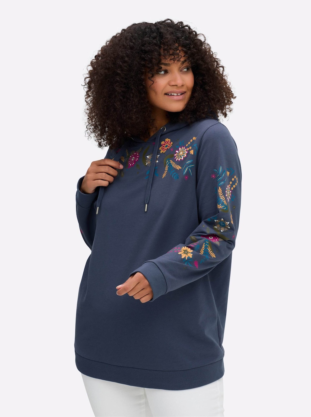Sweatshirt Sweatshirt mit floralem Druck Langarm Print Kapuzenkragen