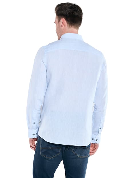 engbers Herren Langarm-Hemd aus Leinen , Hellblau