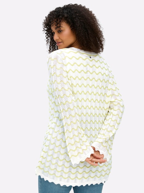 Cardigan Langarm Ajour Ohne Kragen