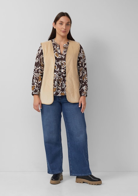 Strukturierte Viskosemix-Bluse mit All-over-Print
