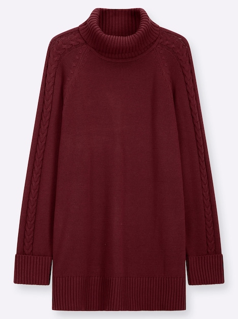 Pullover Rollkragenpullover im Rippstrickmuster Langarm Rollkragen