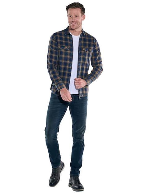 engbers Herren Langarm-Hemd gemustert , Safrangelb