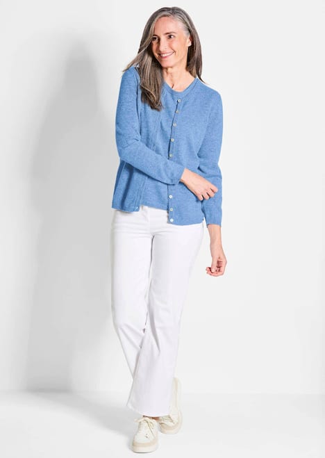 Kaschmirstrickjacke mit Rundhalsausschnitt