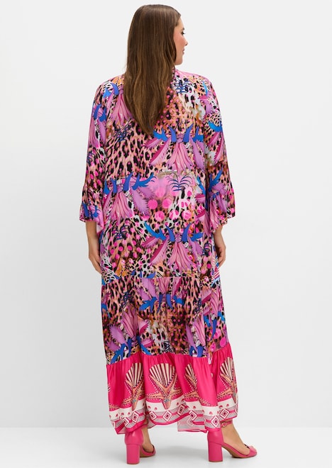 Kleid Langarm Sonstiges Muster Stehkragen