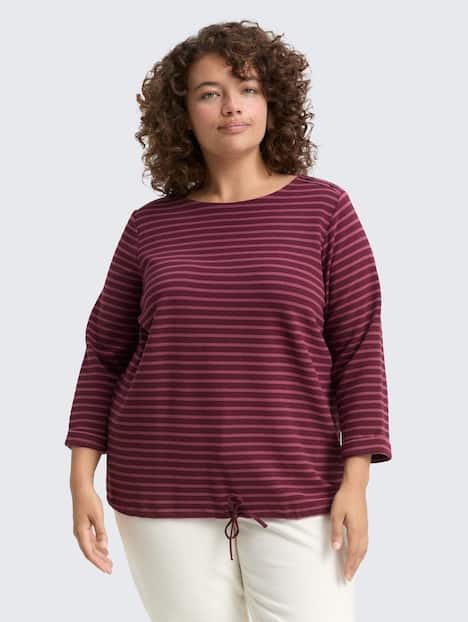 Tom Tailor Women PLUS T-Shirt Plus Size - Langarmshirt mit Knopf-Details
