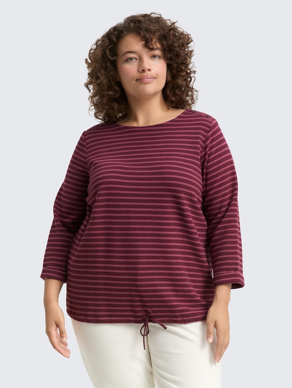 Tom Tailor Women PLUS T-Shirt Plus Size - Langarmshirt mit Knopf-Details
