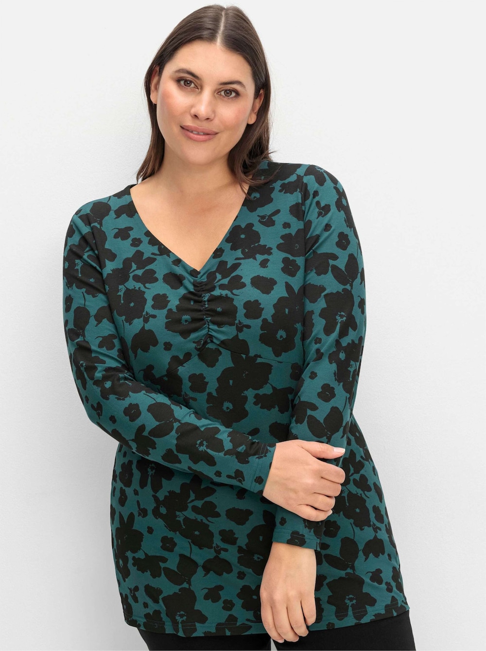 Langarmshirt Langarm Blumen Ohne Kragen