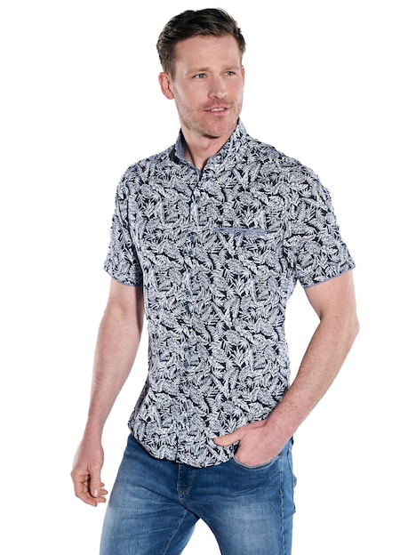 Herren Kurzarm-Hemd gemustert , Marineblau