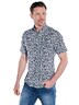 Herren Kurzarm-Hemd gemustert , Marineblau