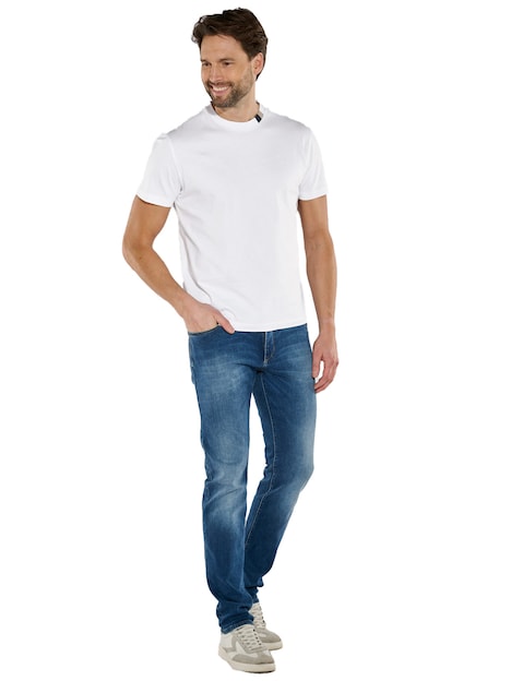 Herren T-Shirt uni , Reinweiss
