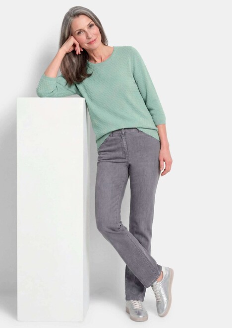 Halbarm Baumwollpullover mit Struktur