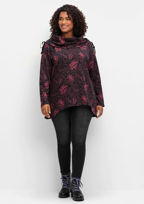 Sweatshirt Langarm Sonstiges Muster Schalkragen