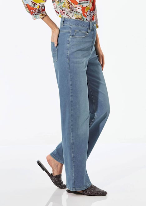 Denim jeans met wijde pijpen