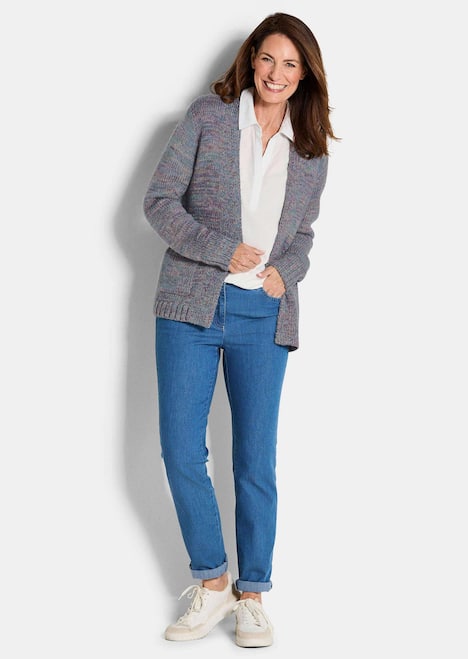 Langarm Melange-Cardigan, flauschig