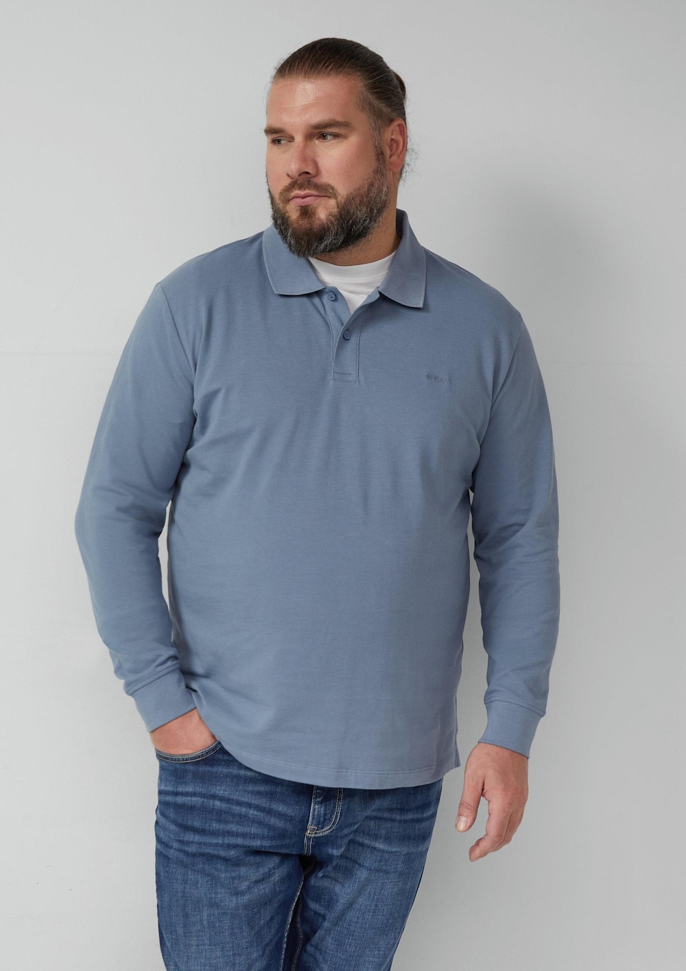 Langarm-Poloshirt aus Baumwoll-Piqué mit Bündchen