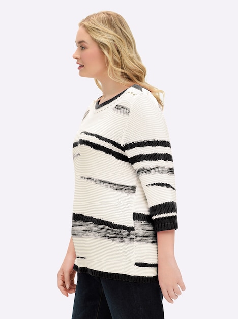 Pullover 3/4-Arm Links-Strick Sonstiges Muster Ohne Kragen