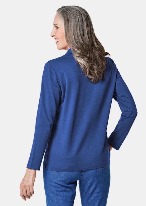 Langarm Poloshirt mit Schmuckband an Knopfleiste