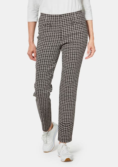 GOLDNER Broek Elastische broek met tijdloze pied-de-poule