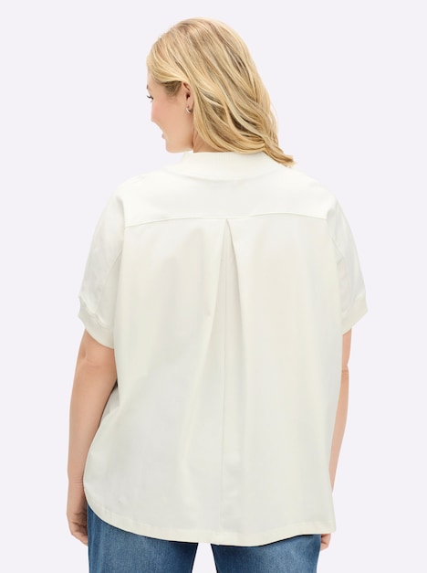 Stehkragen-Shirt Kurzarm Uni Stehkragen