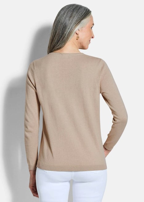 Baumwollpullover mit V-Ausschnitt