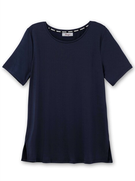 Longshirt Funktionsshirt in Longform Kurzarm Uni Rundhalskragen