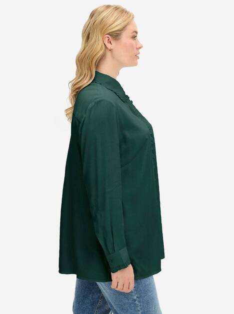 Bluse Langarm Uni Hemdkragen