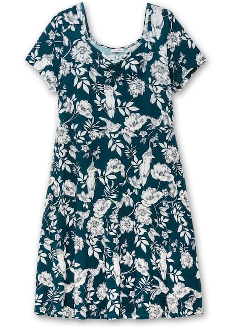 Jerseykleid Kurzarm Blumen