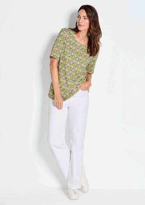 Multicolor-Shirt mit Halbarm, Rundhalsausschnitt