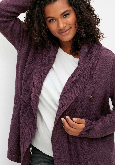Cardigan Langarm Uni Mit Kapuze