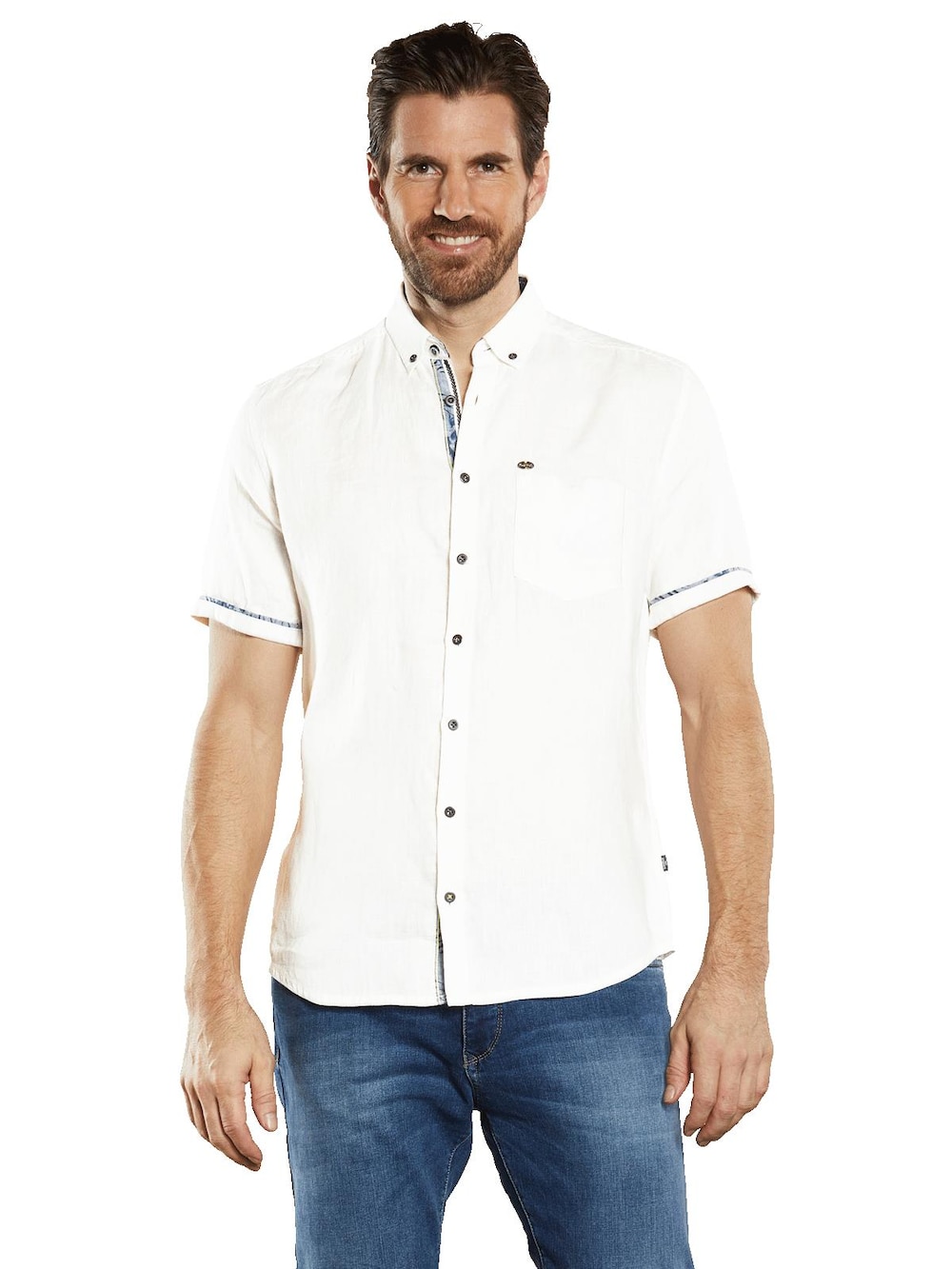 engbers Herren Kurzarm-Hemd aus Leinen , Reinweiss