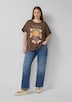 Gewaschenes Oversize-Shirt mit Frontprint
