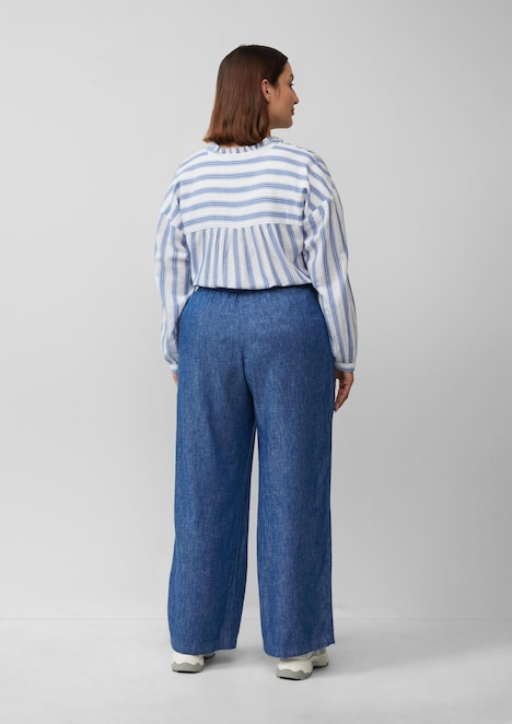 Wide-Leg-Hose aus Leinenmix in Denim-Optik