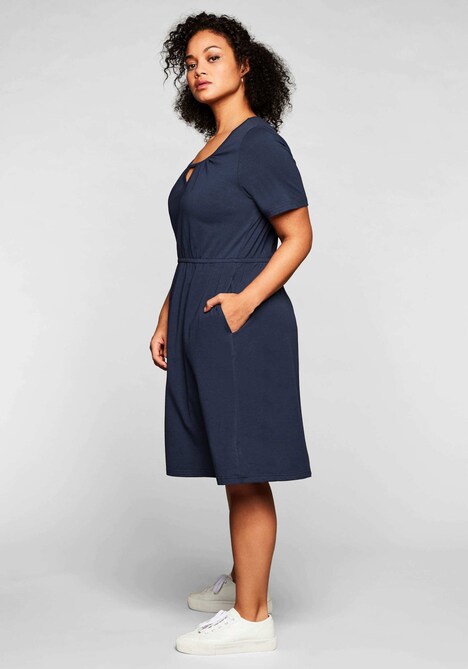 Jerseykleid Kurzarm Uni Ohne Kragen