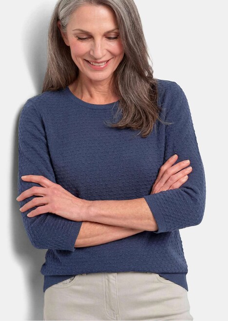 Halbarm Baumwollpullover mit Struktur