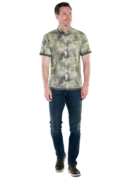 Herren Hemd kurzarm , Khaki