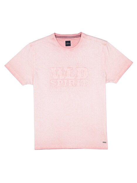 Herren Rundhals-T-Shirt mit Stickerei , Rosa