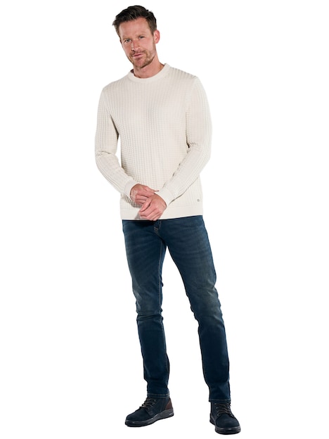 Herren Pullover Rundhals , Creme