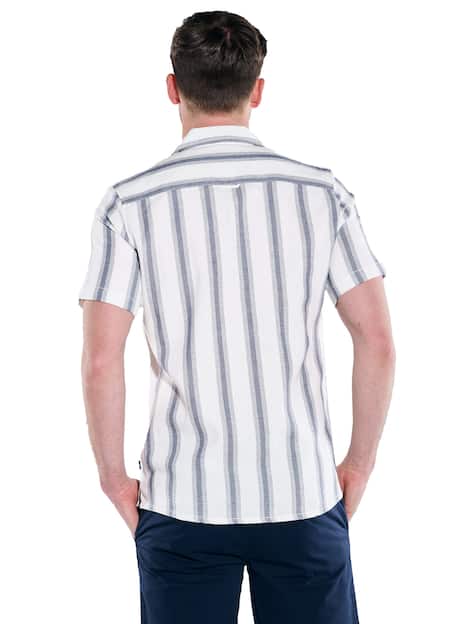 engbers Herren Kurzarm-Hemd gestreift , Naturweiss