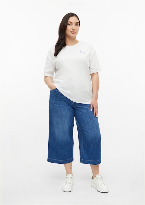 Culotte-Jeans / High Rise / Wide Fit / im Leinenmix