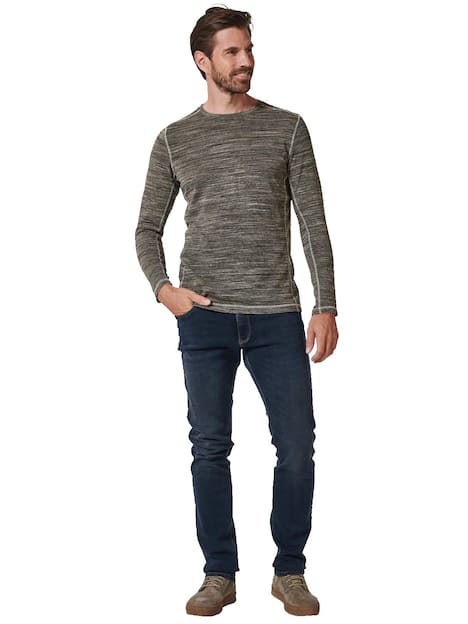 engbers Herren Langarm-Shirt gestreift , Dunkelgrau