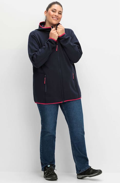 Fleecejacke Langarm Uni Stegkragen