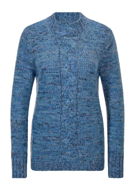 Hüftlanger Langarm Pullover, Zopfstrick