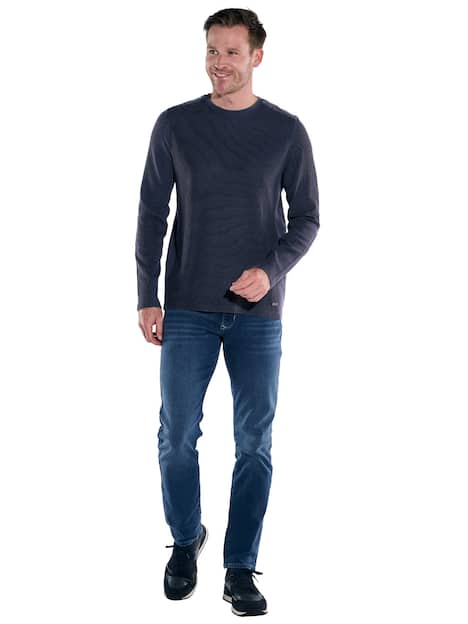 engbers Herren Langarm-Shirt meliert , Saphirblau