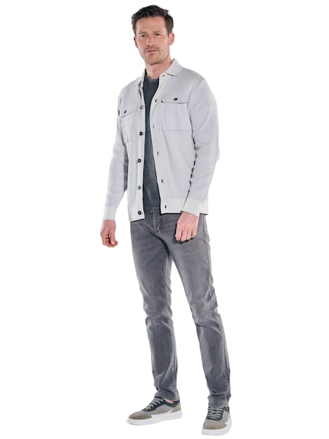 Herren Modisches Strick Overshirt , Silbergrau