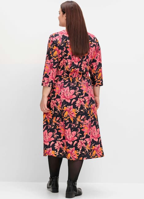 Blusenkleid 3/4-Arm Blumen