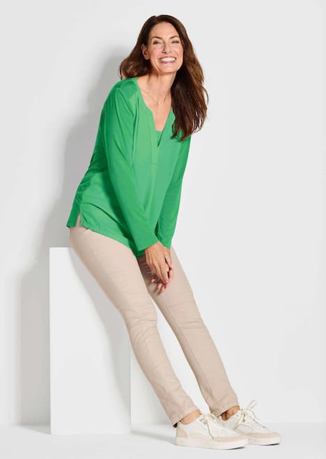 GOLDNER Blouseshirt Blouseshirt met chiffon inzet