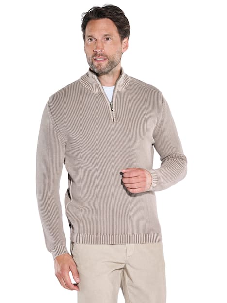 engbers Herren Pullover mit Rippstruktur , Beige