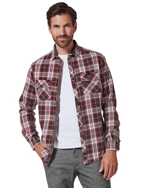 engbers Herren Langarm-Hemd kariert , Rot